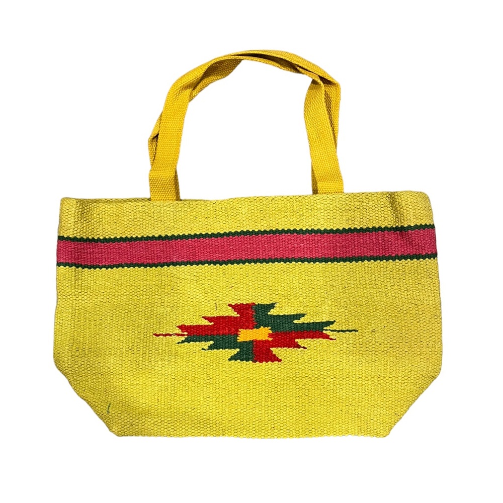 Karma Living HandcrayCotton Lime Small Tote Southwest Aztec Native Tribal Design